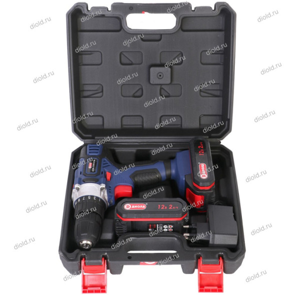 Дрель-шуруповерт ручная электрическая аккумуляторная (кейс) 2АКБ  (ДЭА-21 ЛИ-01М) "ДИОЛД"