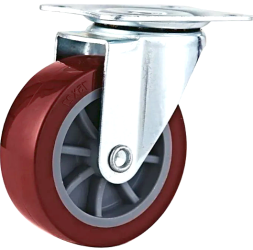 Колесо мебельное на площадке поворотное, красное SIZE:1,5" (40) Нагрузка 35кг. 8001040