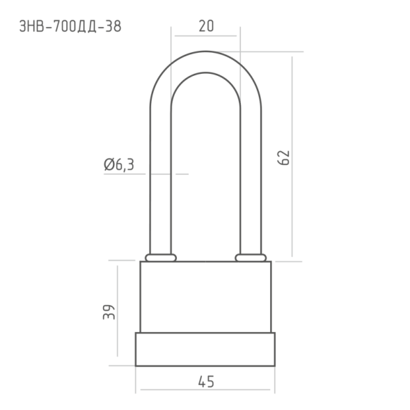 Замок навесной всепогодный ЗНВ-700дд-38 (45мм) (3кл.) "Нора-М"