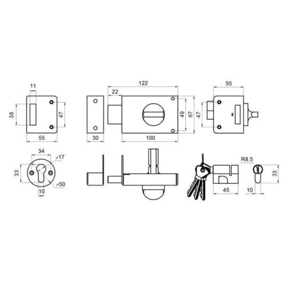 Замок накладной ОМЕГА ЗН1 серебро
