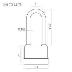 Замок навесной всепогодный ЗНВ-700-75дд (83мм) (3кл.) "Нора-М"