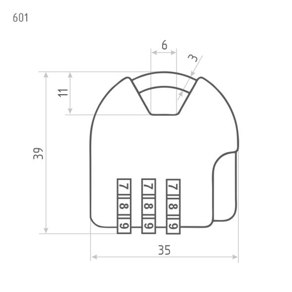 Замок навесной кодовый 601 (красный) "Нора-М"