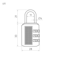 Навесной кодовый замок 611 (черный)