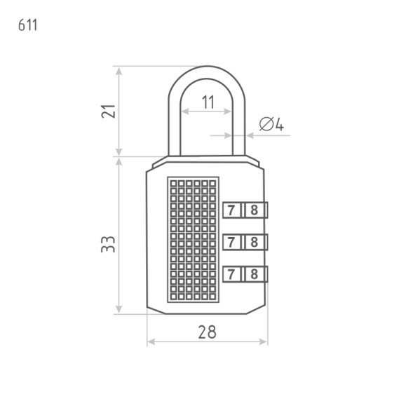 Навесной кодовый замок 611 (черный)