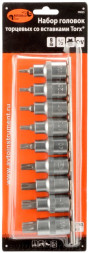 39835 Набор головок вставка TORX T20-T60 (DR1/2"; 9пр,планка) АвтоДело