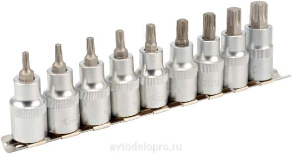39835 Набор головок вставка TORX T20-T60 (DR1/2"; 9пр,планка) АвтоДело