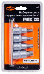 39834 Набор головок вставка TORX T40-T70 (DR1/2"; 4пр,планка) АвтоДело