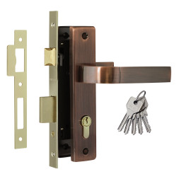 Замок врезной №107-70 Л (ст.медь)  "Нора-М"