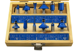 Набор фрез по дереву 12 предметов деревянная коробка (В)