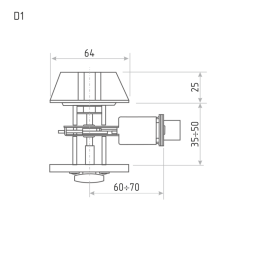 Замок врезной D1  (ст. медь) (кл./фикс.)  "Нора-М"