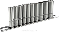 39843 Набор головок высоких 10пр.(DR1/4";12РТ,4-13мм; планка) АвтоДело
