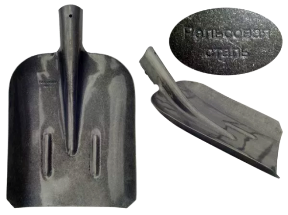 Лопата совковая с ребрами жесткости "Рельсовая сталь" 700гр.  б/ч S-2 (12шт)