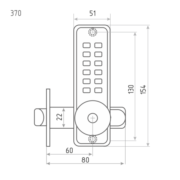 Кодовый замок 370 с фикс. (хром) "Нора-М"
