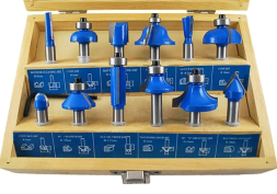 Набор фрез по дереву 12 предметов деревянная коробка (D)