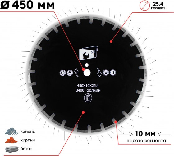 Диск алмазный "асфальт" 350*10*25,4 СЕБ