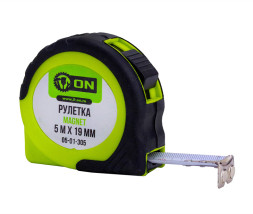 Рулетка MAGNET 5м х 19мм, двухкомпонентный корпус, магнит ON