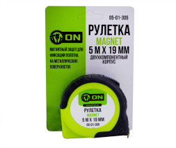 Рулетка MAGNET 5м х 19мм, двухкомпонентный корпус, магнит ON
