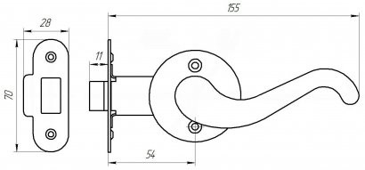Защелка врезная ЗЕНИТ ЗЩ2.02 бронза