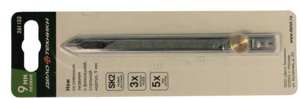 261132 Нож со сменным лезвием с фиксацией, стальной корпус, 9мм (10шт)