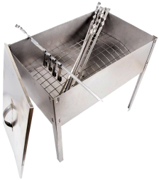 Мангал-коптильня "Эконом" (400*250*400) 6 шамп.370мм, сталь 0,5мм (в г/коробке)