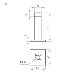 Ограничитель дверной настен. 116 (хром)  "Нора-М"