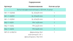 Н-р насадок 7 шт + удл.для бит 62 мм. Quick