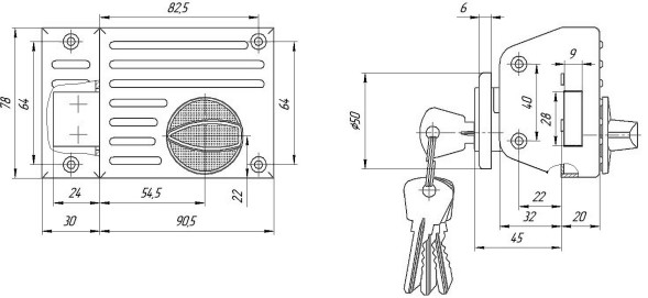 Замок накладной ЗЕНИТ ЗН1-2.1 золото