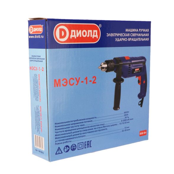 Машина ручная электрическая сверлильная ударно-вращальная 850Вт  (МЭСУ-1-2) "ДИОЛД"