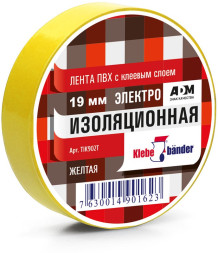 Изолента ПВХ 19ммх20м желтая Klebebander (8шт)
