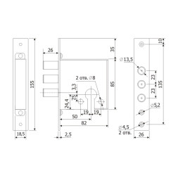 Замок врезной 12.01  Гардиан