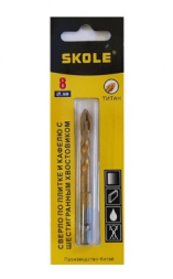 Сверло по керамике QUATRO 6 мм (витое) с шестигранным хвостовиком SKOLE (+6 хв~)