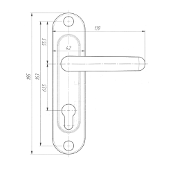 Фурнитура (ручка на планке) РФ1-60.02 (медь)