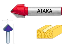 Фреза Атака пазовая галтельная V-образная D16/ф8/12,7м
