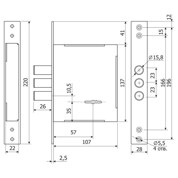 Замок врезной 60.01  Гардиан