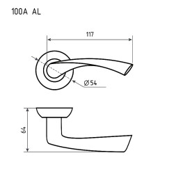 Ручка дверная AL 100А AL  хром НОРА-М
