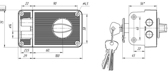 Замок накладной ЗЕНИТ ЗН1-3 бронза