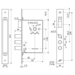 Замок врезной 10.11 (мех-м)  Гардиан