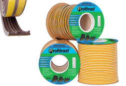 Уплотнители для окон Е-профиль (резиновый) на клейкой основе св.коричневый 150м/6 (9*4)