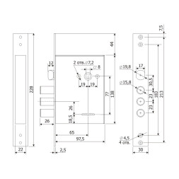 Замок врезной 30.11 (мех-м)  Гардиан
