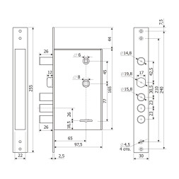 Замок врезной 30.12 (мех-м)  Гардиан