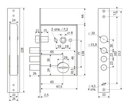 Замок врезной 50.11 (мех-м)  Гардиан