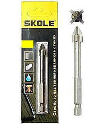 Сверло по керамике QUATRO 8 мм.с шестигранным хвостовиком SKOLE (+8 хв)