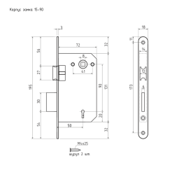 Корпус замка 15-90мм (зол.) под сувал.ключ "Нора-М"