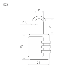 Замок навесной кодовый 503 (черный) "Нора-М"