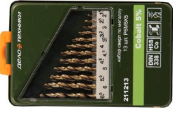 211213 Набор сверл по металлу P6M5K5, 13шт (d 1,5-6,5  шаг 0,5 +3,2 +4,8 мм )