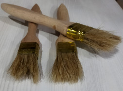 Кисть плоская деревянная ручка, натуральная щетина 30*14 (5шт)