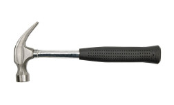 Молоток с кругл.бойком и гвоздодер на стальн.обрезин.рукоятке 450гр.TONLII