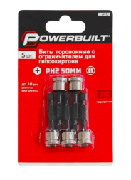 Биты торсионные с ограничителем для гипсокартона PH2 50мм (5 шт)