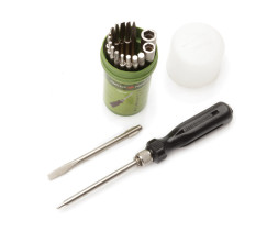 708180 Отвертка цанговая с вставками 18 предм. 110мм шлиц 6,5,3мм, РН0,РН1,РН2,РZ2,Шило. (5шт)