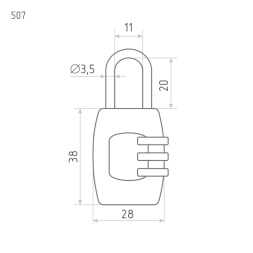 Замок навесной кодовый 507 (черный) "Нора-М"